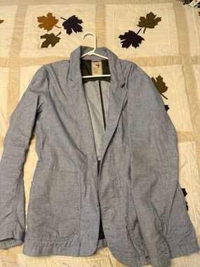 Relwen Light Blue Chambray Blazer Cotton Linen
